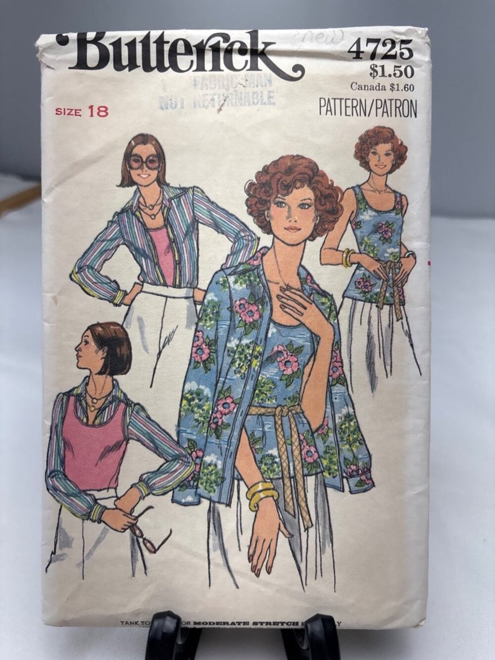 Butterick 4725 Misses Shirt Tank Top Sewing Pattern Size 18 Complete